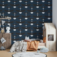 Rustic Bald Eagle Flock Blue Wallpaper with flying eagles

