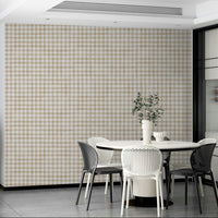 Farmhouse checkered wall mural in soft tones
