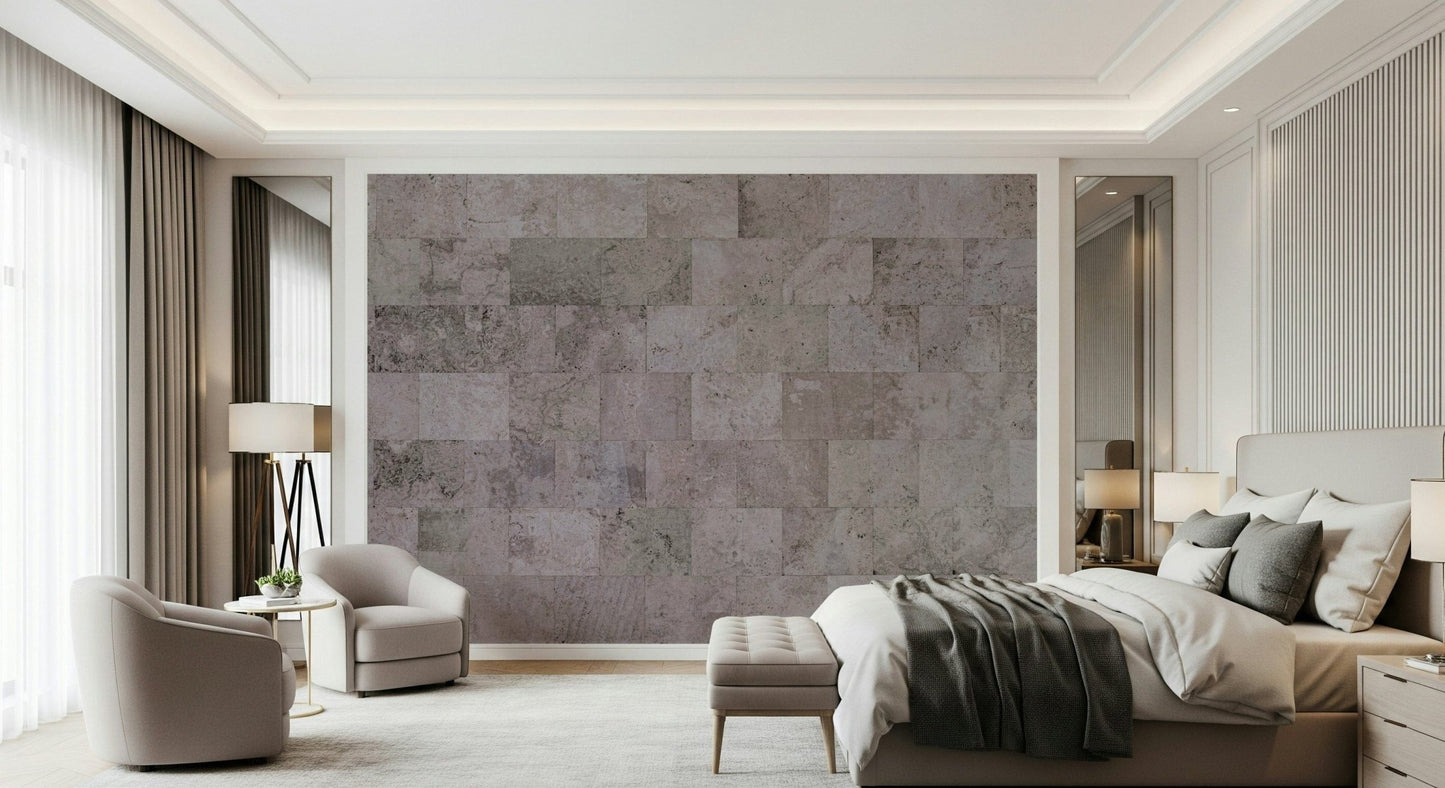 Industrial-inspired rustic block wall mural with realistic texture and depth for loft-style interiors.