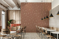 Rustic bloom sketch wallpaper featuring delicate cream floral line drawings on a warm brown background