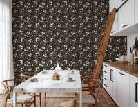 Rustic Bloom Small white oil painted flowers Wallpaper⁠