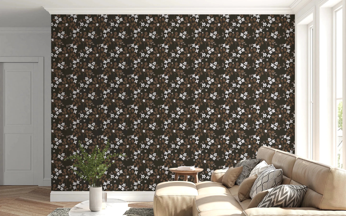 Rustic Bloom Small white oil painted flowers Wallpaper⁠