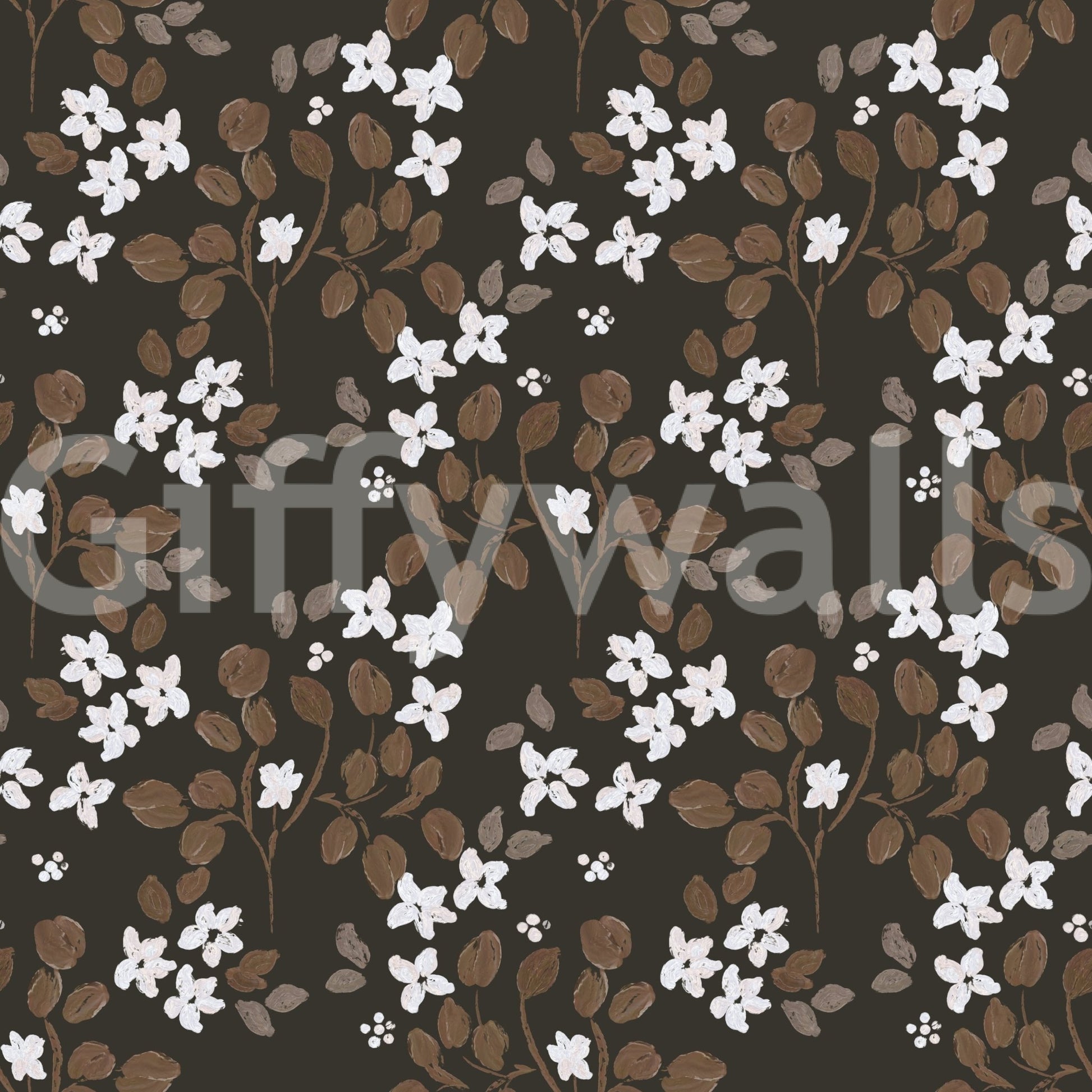 Rustic Bloom Small white oil painted flowers Wallpaper⁠