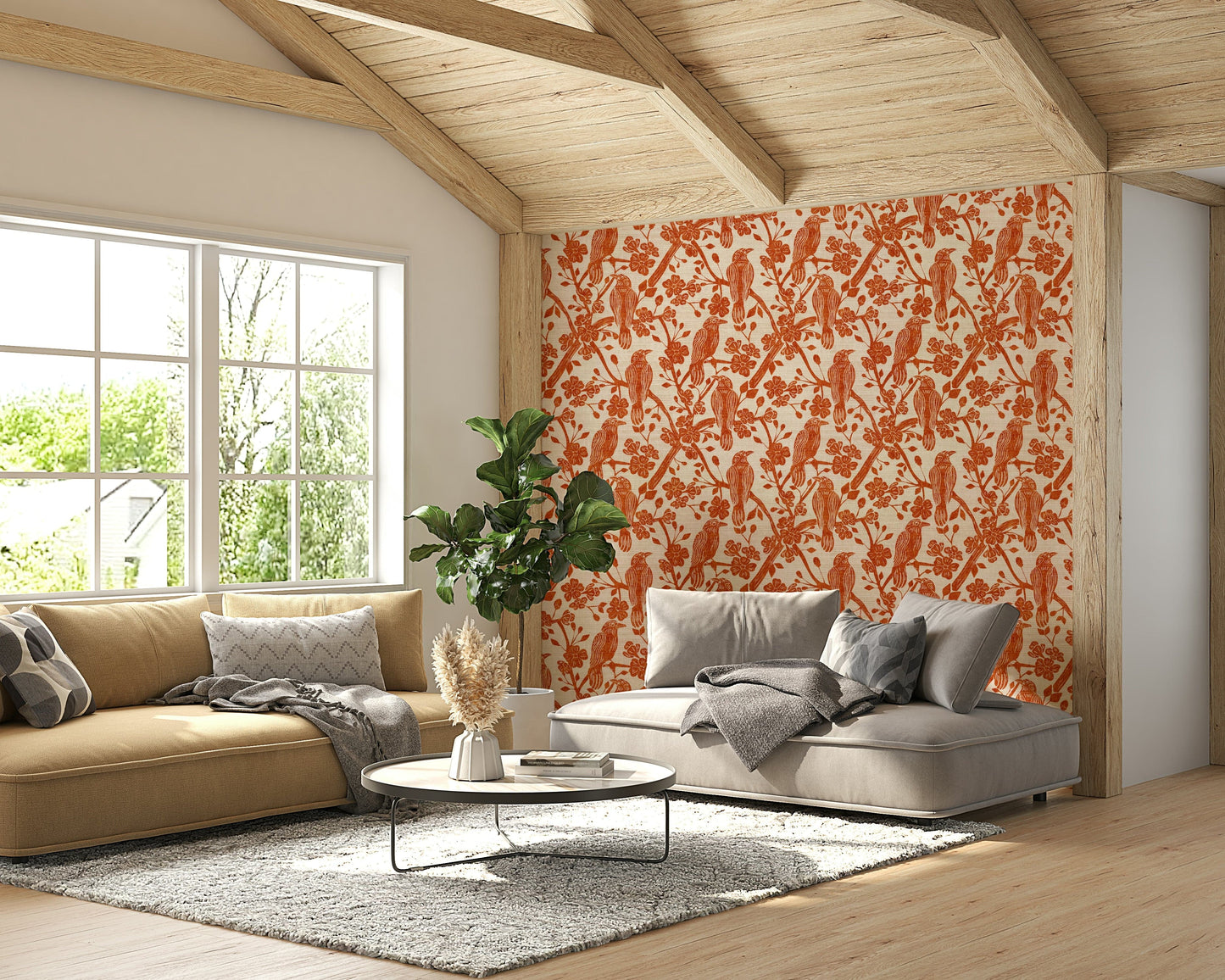 Blossom & Crow rust orange wallpaper