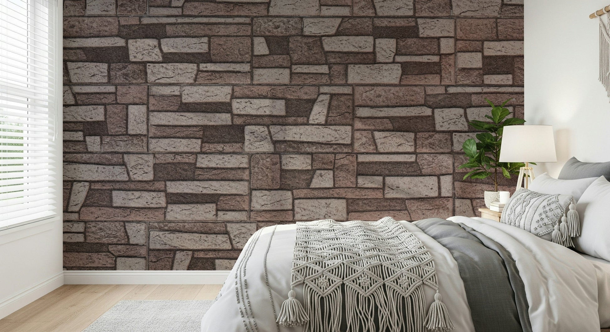 Textured mural of charming bricks adding warmth and character to walls