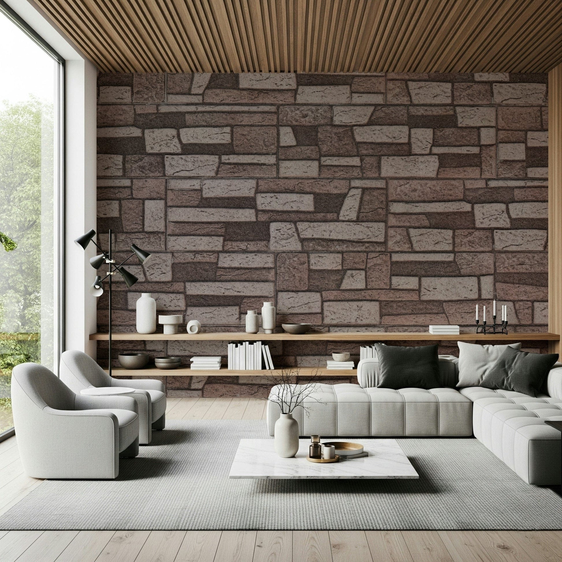Wall mural featuring rustic red brickwork with charming vintage textures