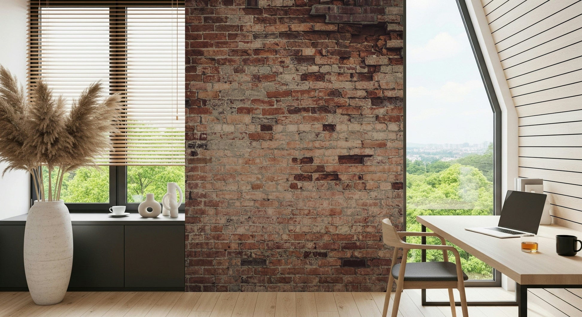 Textured wall mural with urban-inspired rough surfaces for modern loft or industrial interior décor.