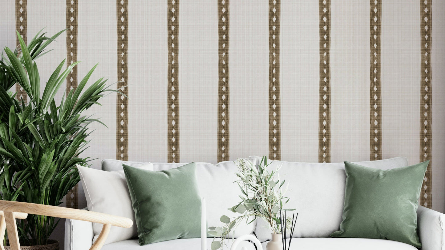Rustic brown stripes wallpaper for accent wall

