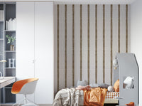 Rustic brown striped wallpaper in modern home

