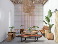 Cozy checkered pattern wall mural featuring warm neutral shades.