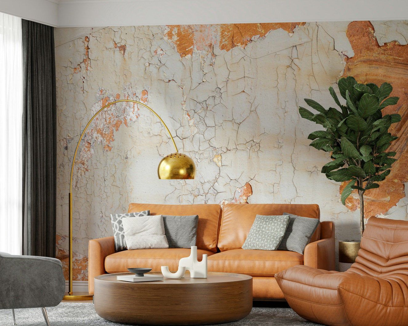 Cracked Texture Wall Mural featuring realistic weathered and fissured surfaces for rustic and industrial interiors.