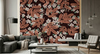 A beautiful modern art wall mural of delicate flowers.

