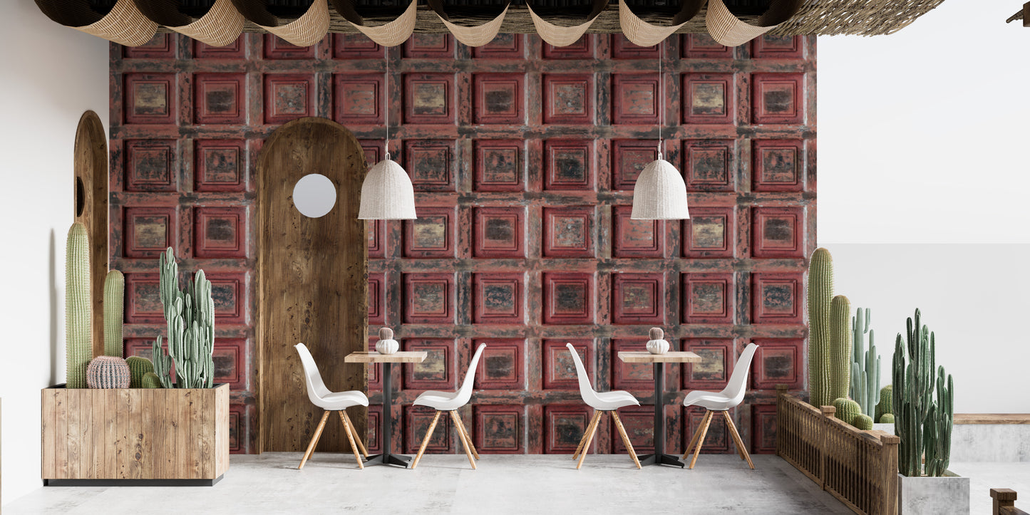 Distressed red wood texture wallpaper for walls
