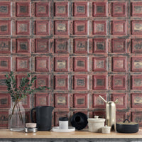 Rustic Distressed Red Wood Wallpaper for vintage decor

