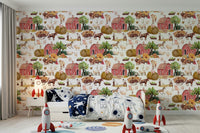 Farm Life Watercolor joyful rural wall covering product.