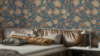 The image shows a repeating pattern of charming flowers and leaves.

