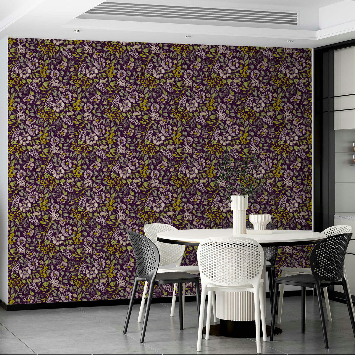 Cozy vintage floral wallpaper design


