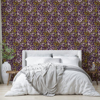 Moody green and purple wall mural

