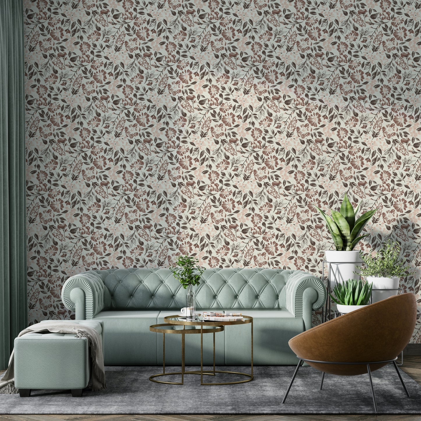 Warm neutral wall mural design

