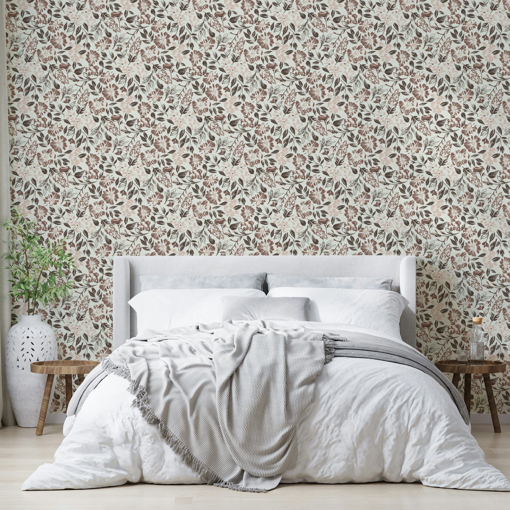 Woven look flower wallpaper


