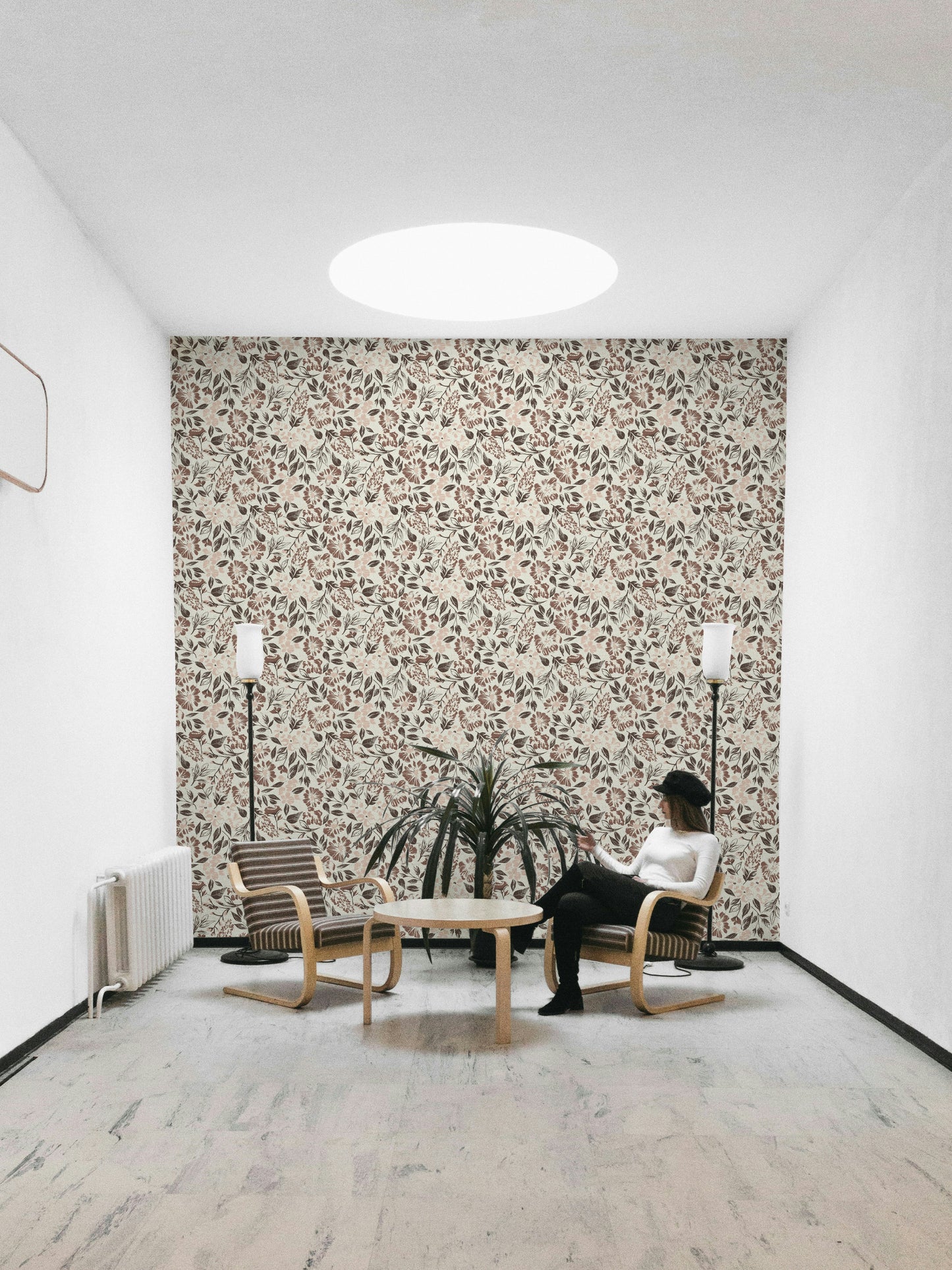 Subtle tone floral wall mural

