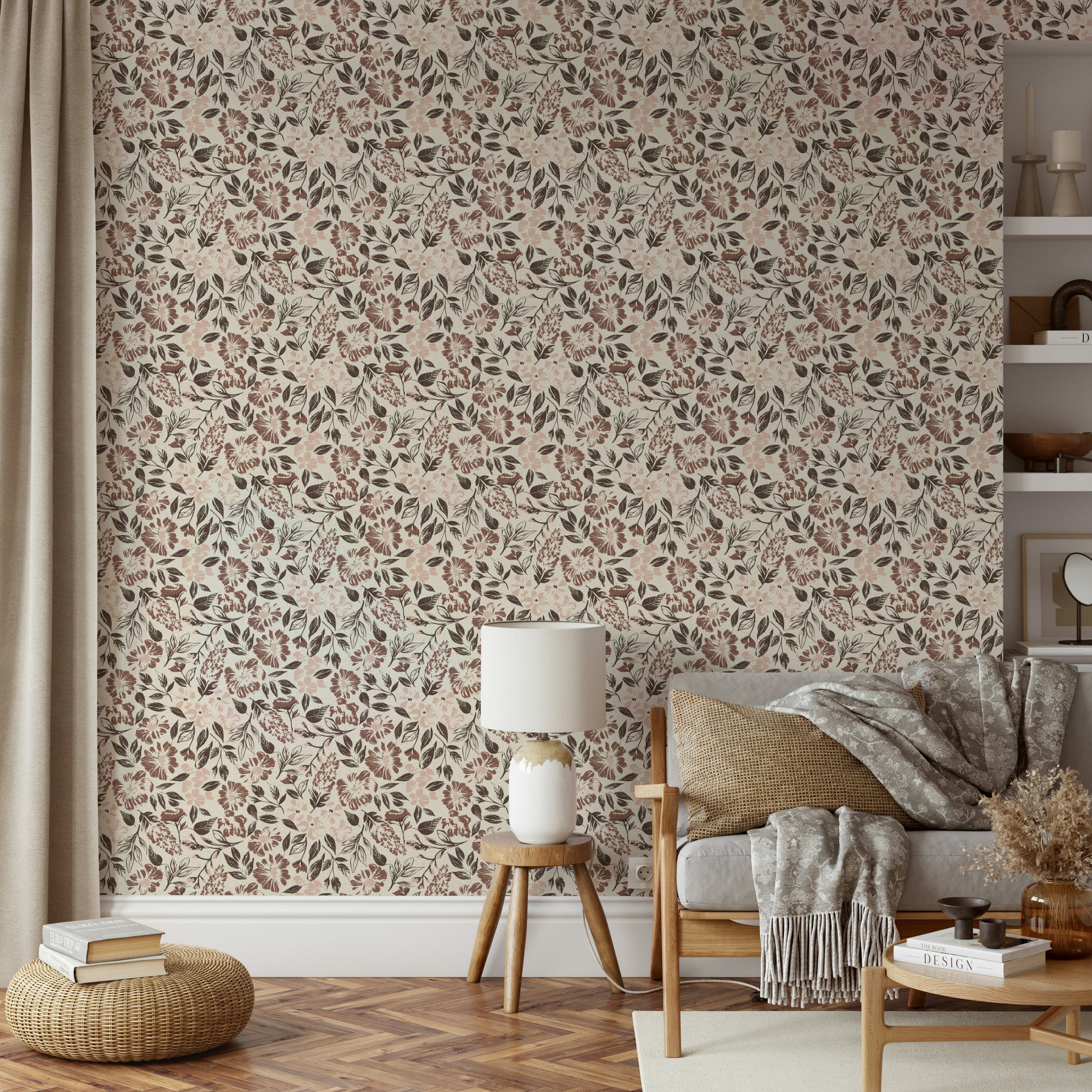 Ivory and taupe wall mural

