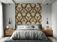Rustic Floral wallpaper showcasing hand-drawn botanical elements arranged in a structured, repeating layout.