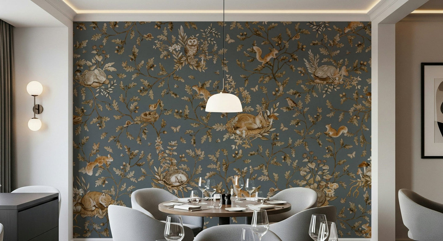 Rustic Forest Motif Wall Mural