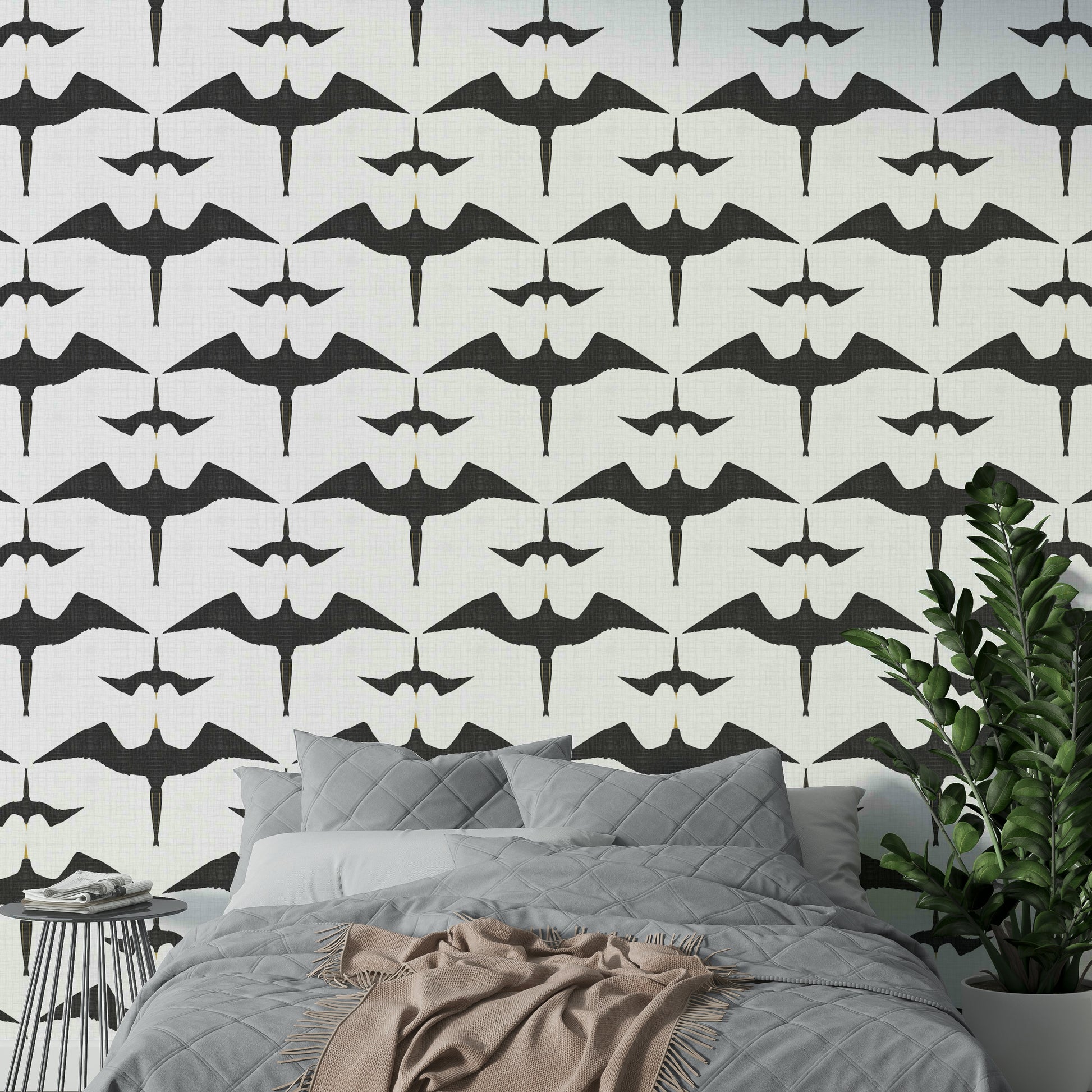 Coastal-inspired wallpaper with elegant frigate motif

