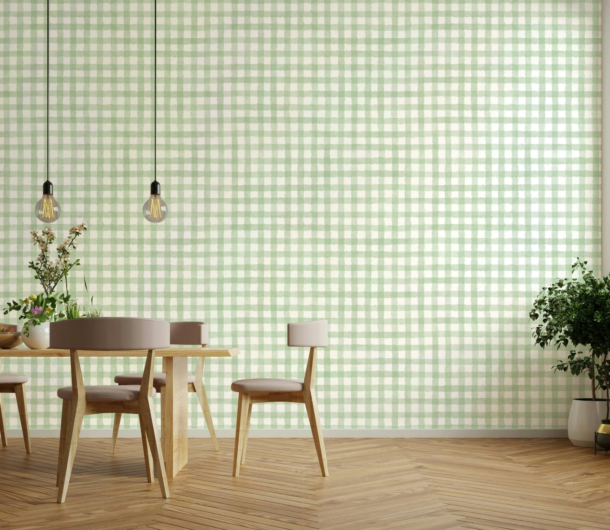 Hand-painted check pattern with soft texture
