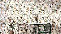 Artistic rustic wallpaper with garden scenery

