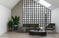 Rustic grid pattern wallpaper perfect for farmhouse, cottage, or organic décor.