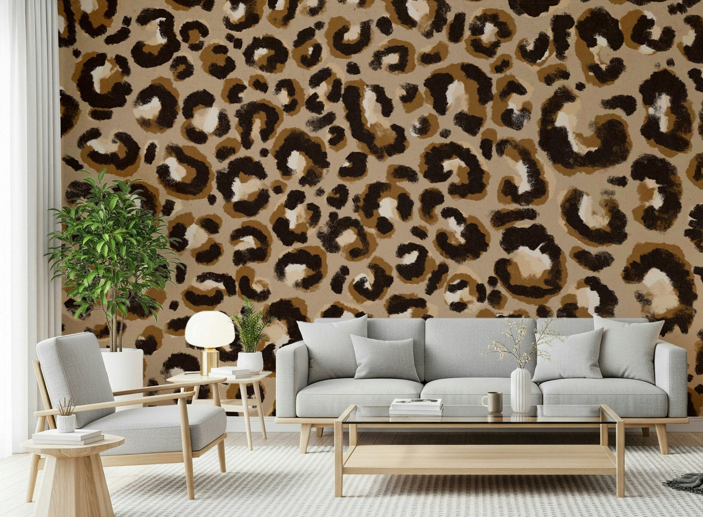 A calming animal design wallpaper mural that defines a space.