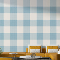 Timeless buffalo plaid wallpaper in blue hues

