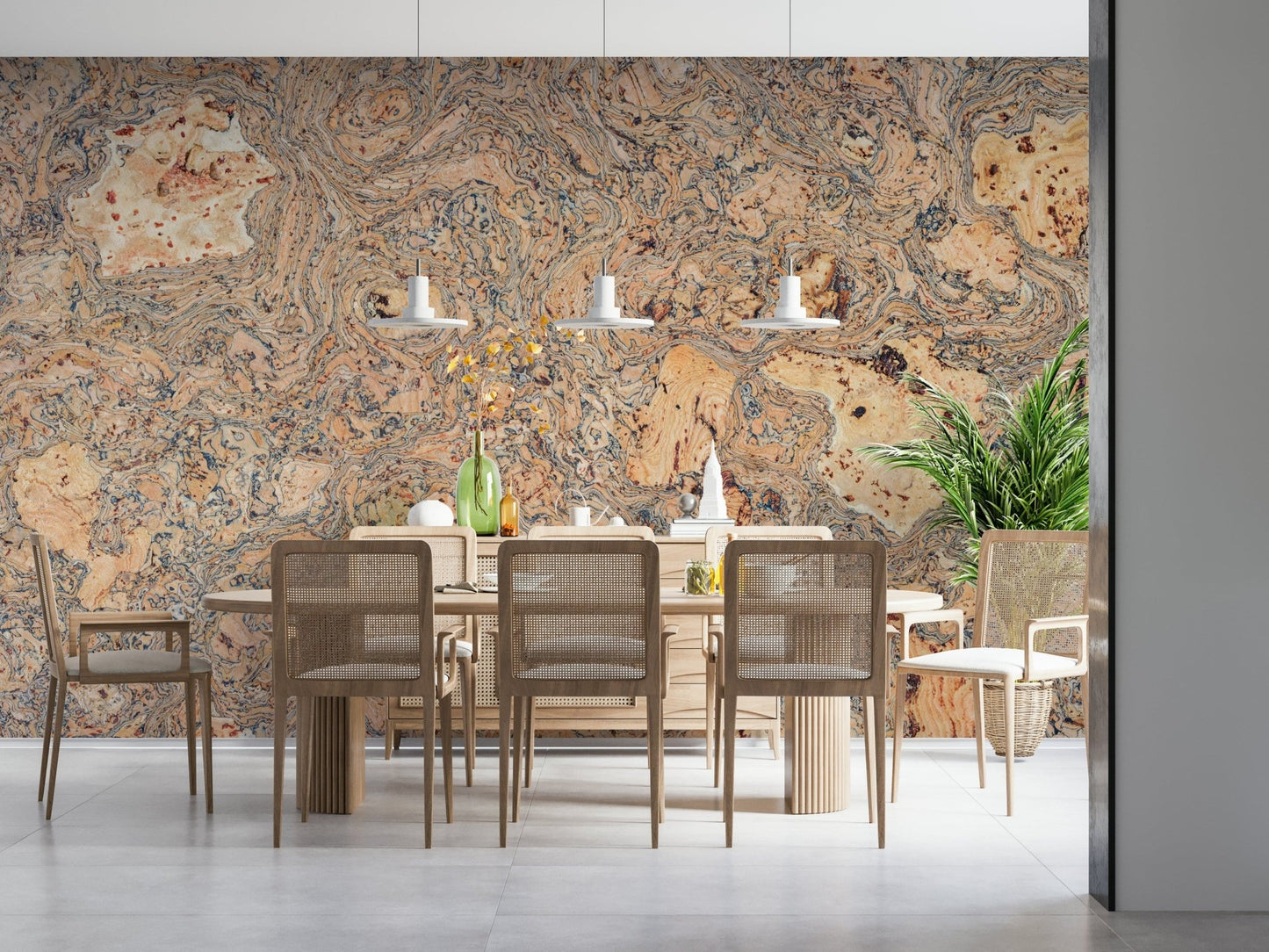 Swirling patterns of beige and rust in the Rustic Natural Cork product.