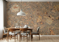 Abstract wall mural of a natural cork texture with dark, marbled details.