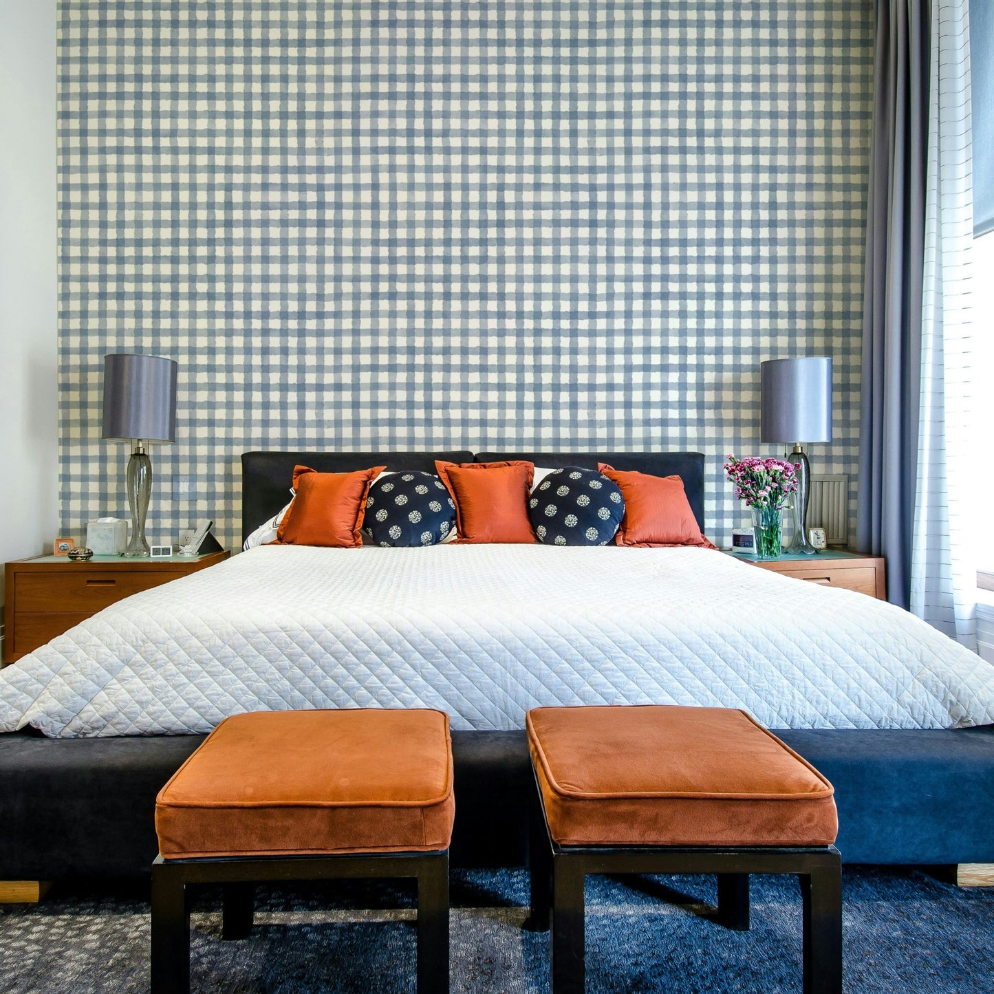 Watercolor check pattern wall mural
