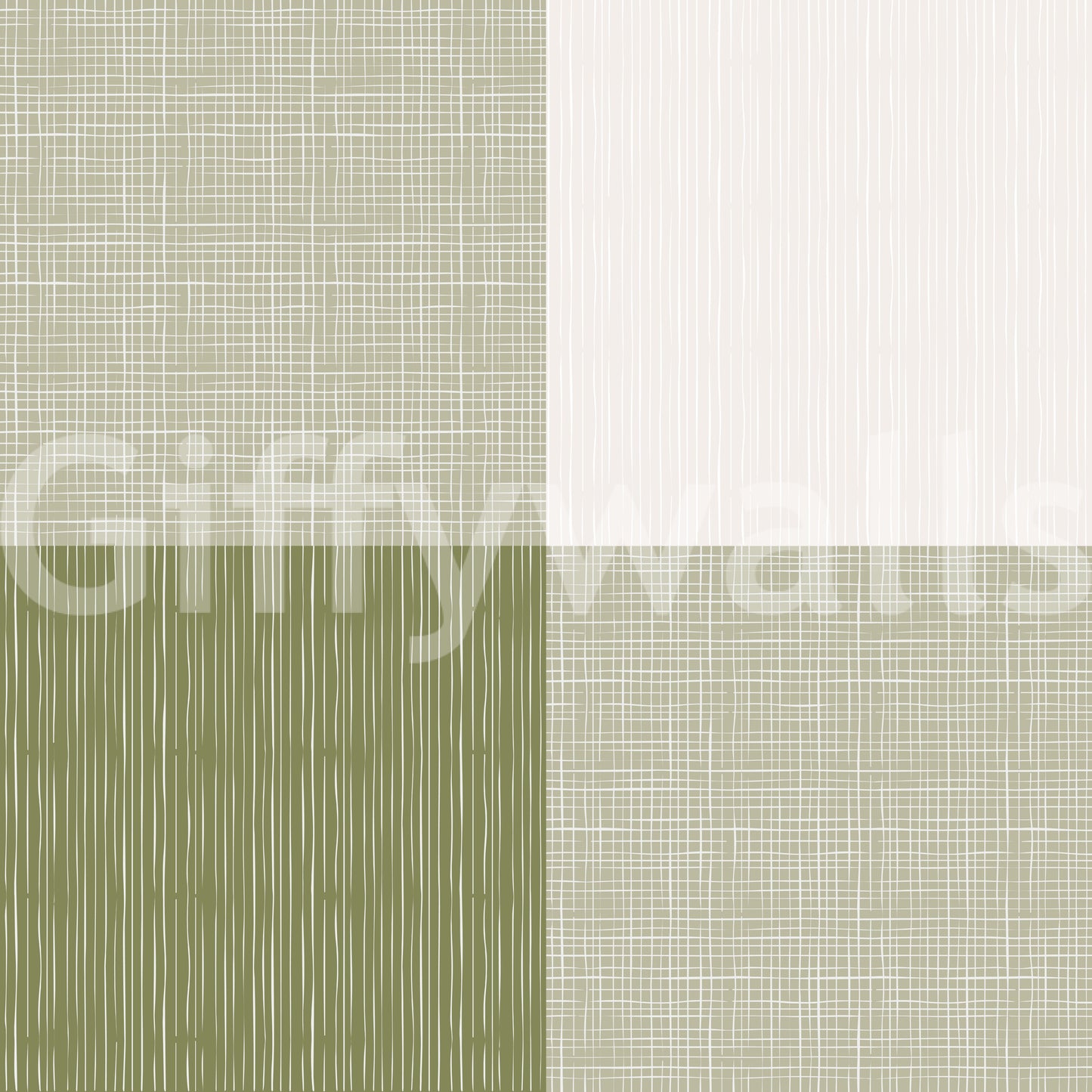 Rustic Buffalo Plaid Olive Green wallpaper close-up showing the olive and cream checked pattern with woven linen texture