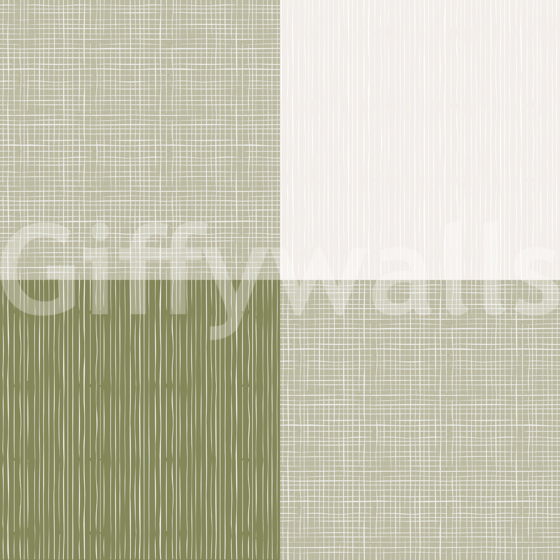 Rustic Buffalo Plaid Olive Green wallpaper close-up showing the olive and cream checked pattern with woven linen texture