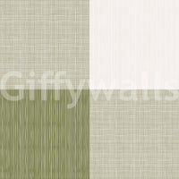 Rustic Buffalo Plaid Olive Green wallpaper close-up showing the olive and cream checked pattern with woven linen texture