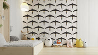 White wallpaper featuring Pacific swifts in flight

