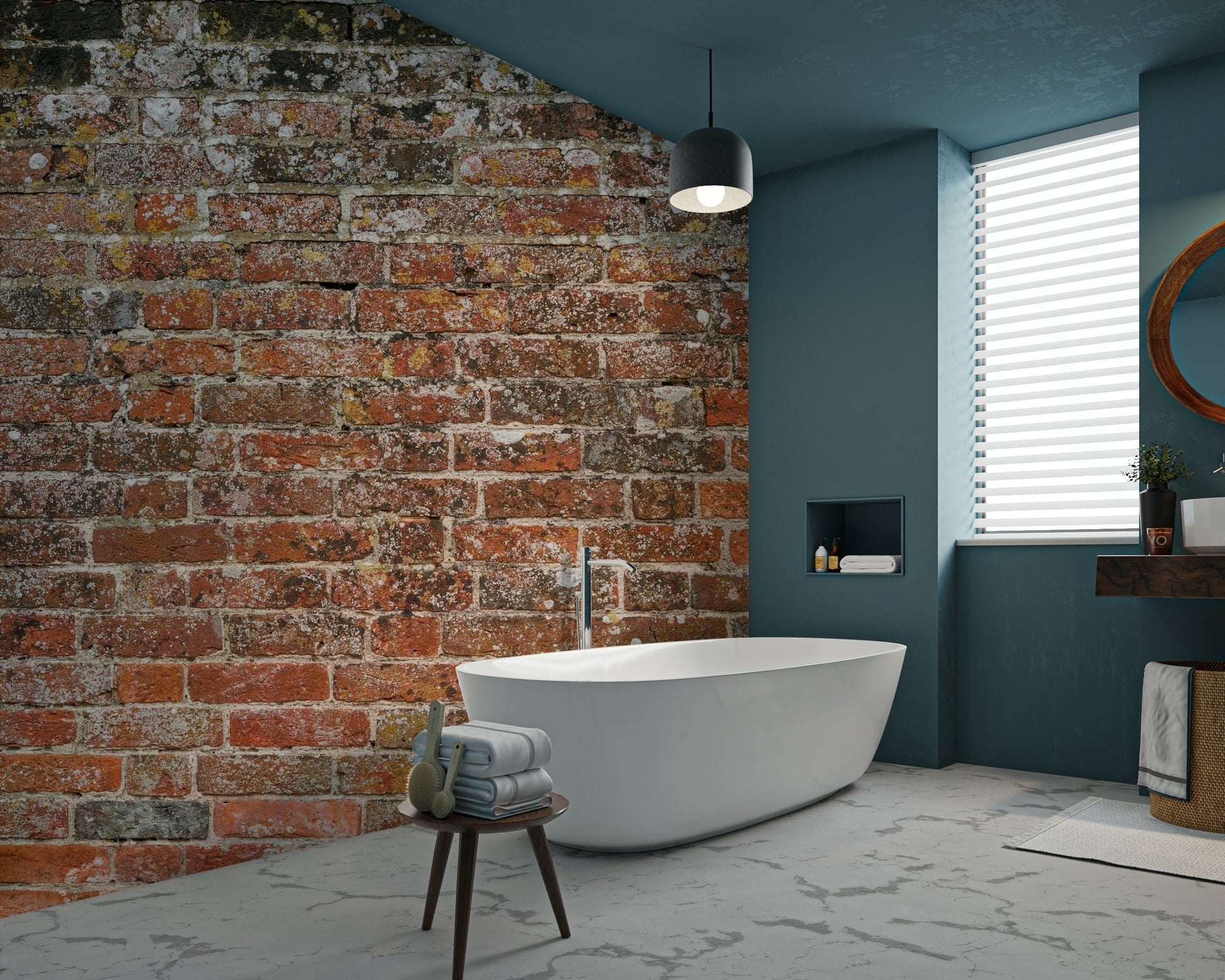 A beautiful modern brick wall mural for a living room.

