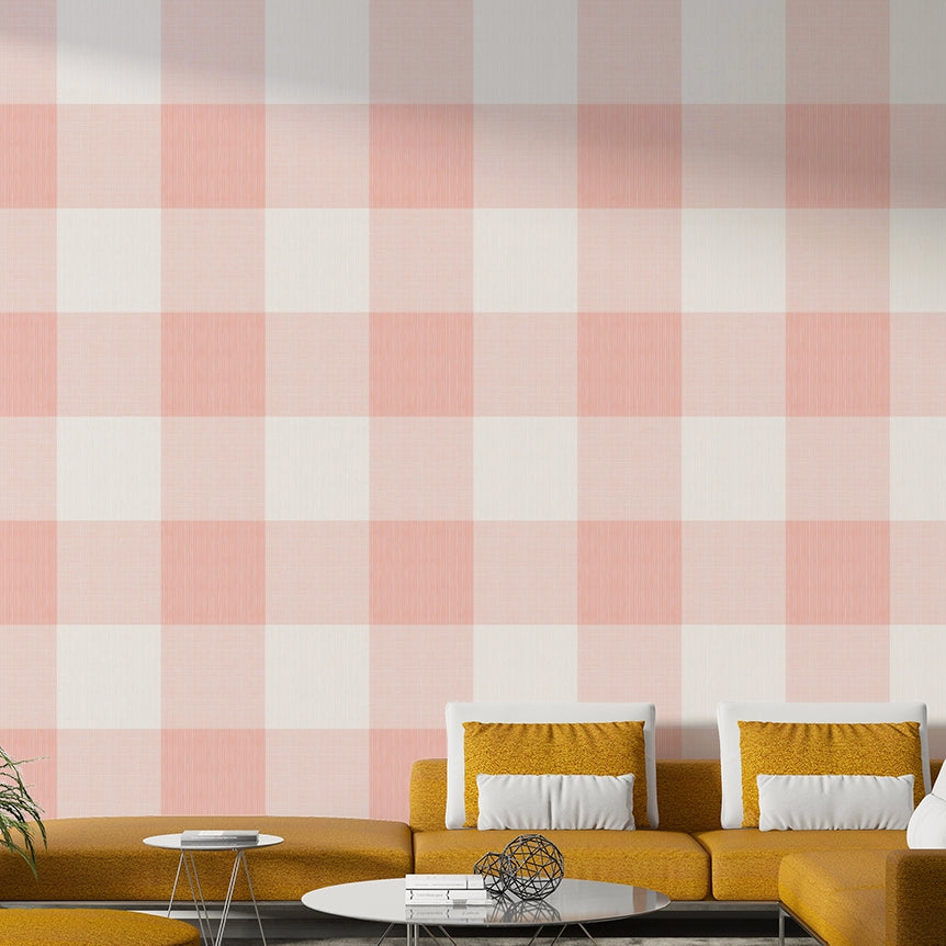 Pink and white buffalo plaid wall décor

