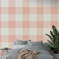 Light pink plaid pattern for rustic interiors

