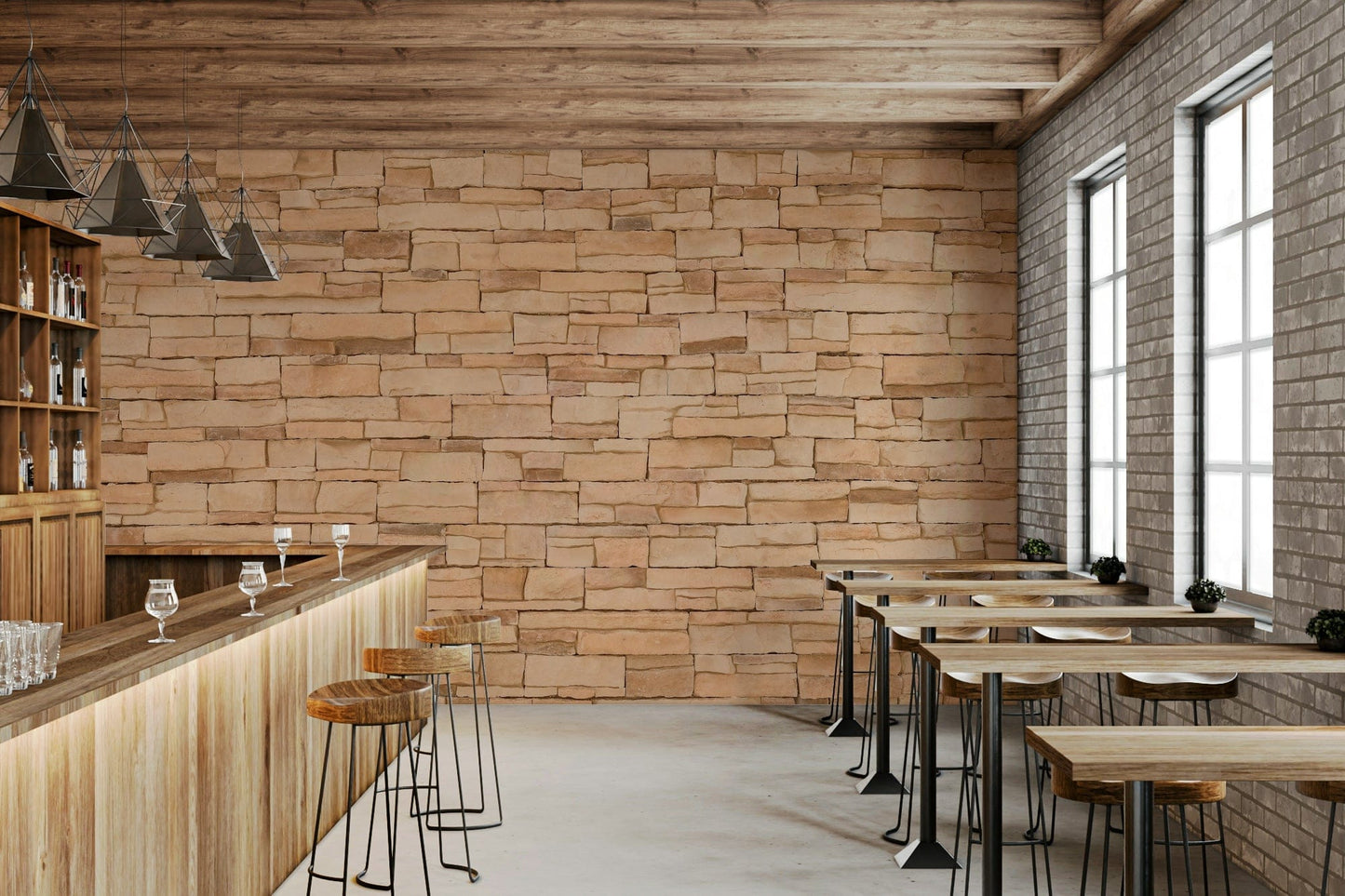 Rustic Stone Appeal wallpaper mural with tactile textures and layered stone patterns for authentic appeal.