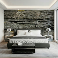 Rustic stone texture wall mural adding warmth, texture, and natural charm to living rooms or feature walls.