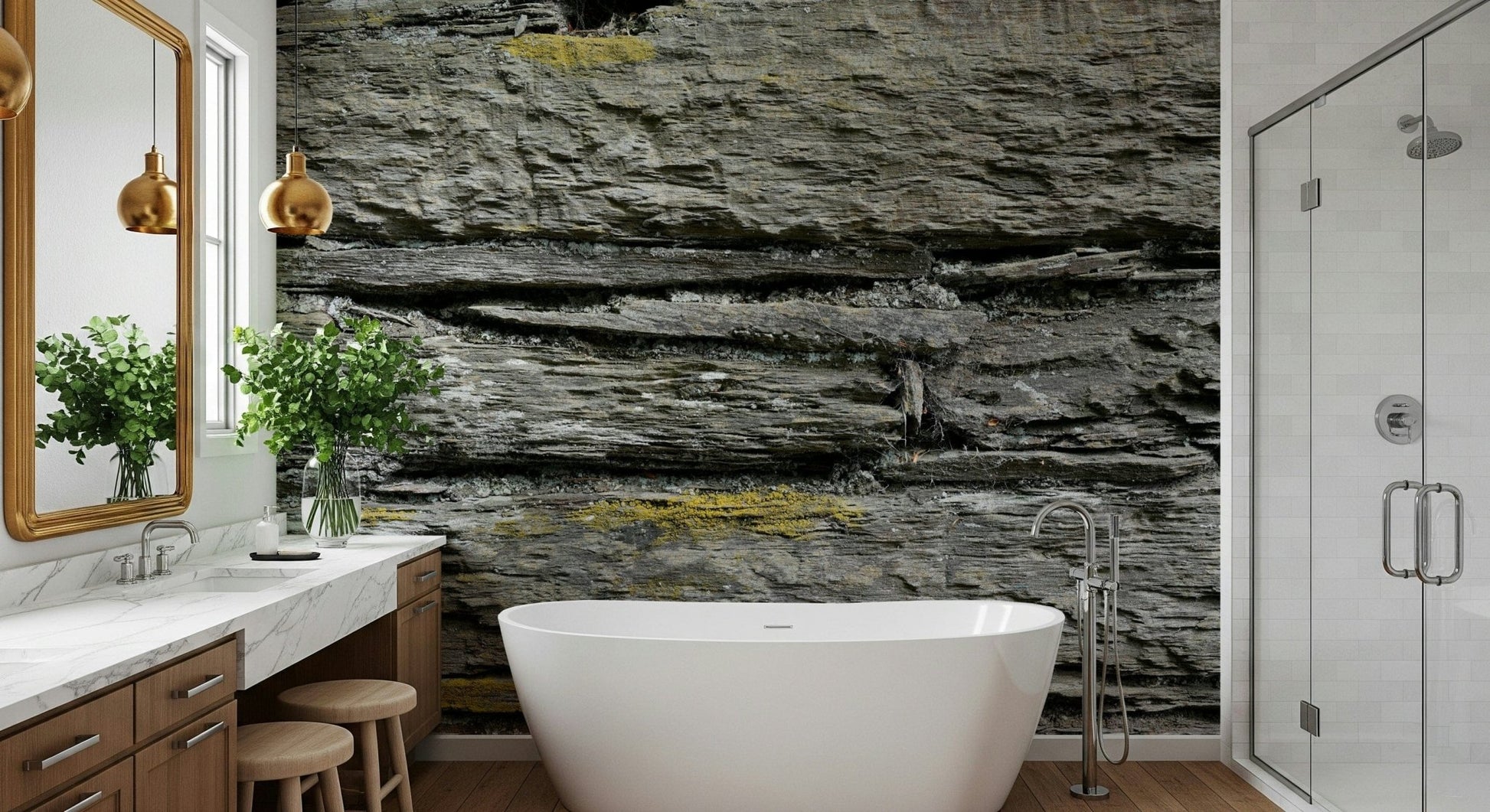 Wall mural showcasing rough, layered stone textures for farmhouse, loft, or industrial-style décor.