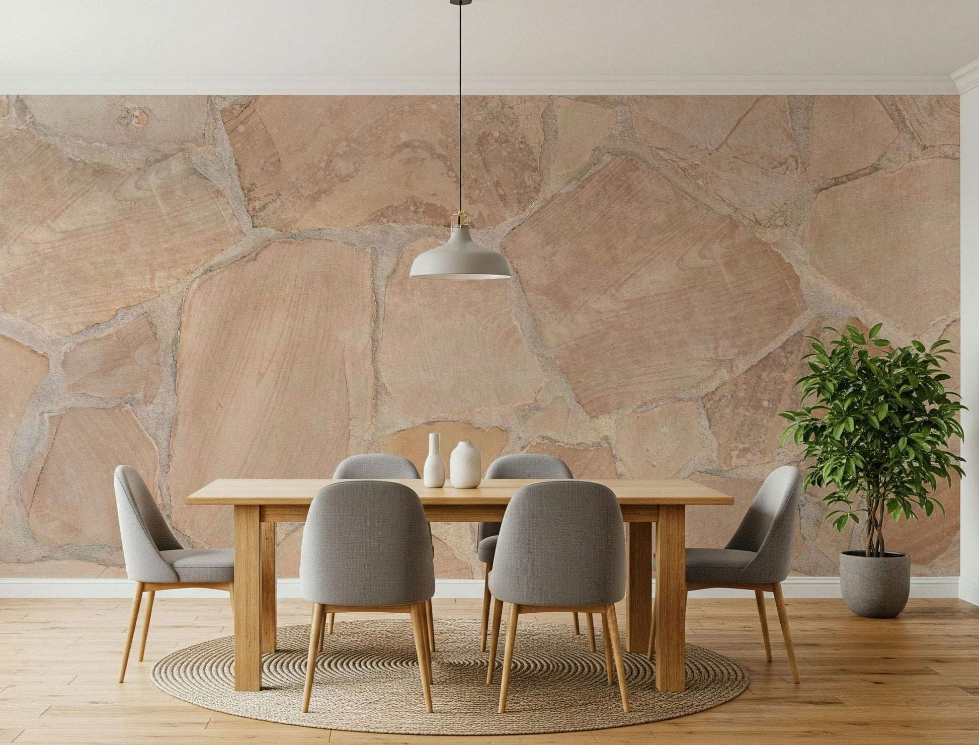 Abstract rustic stone pattern in gray and brown tones, wall mural