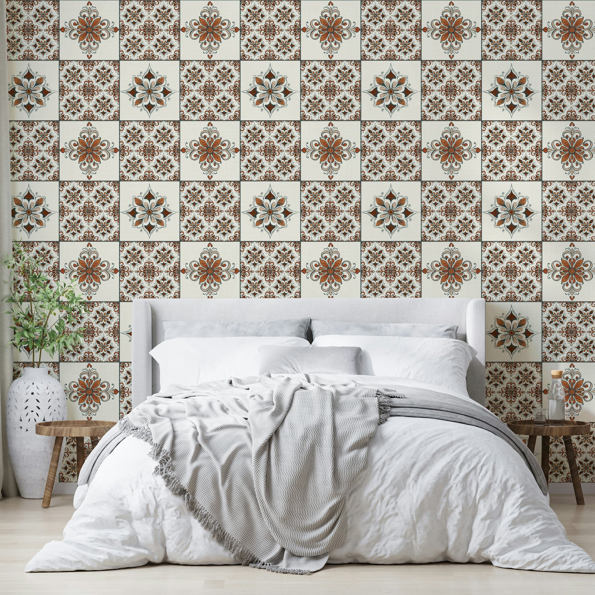 Rustic terracotta wall mural

