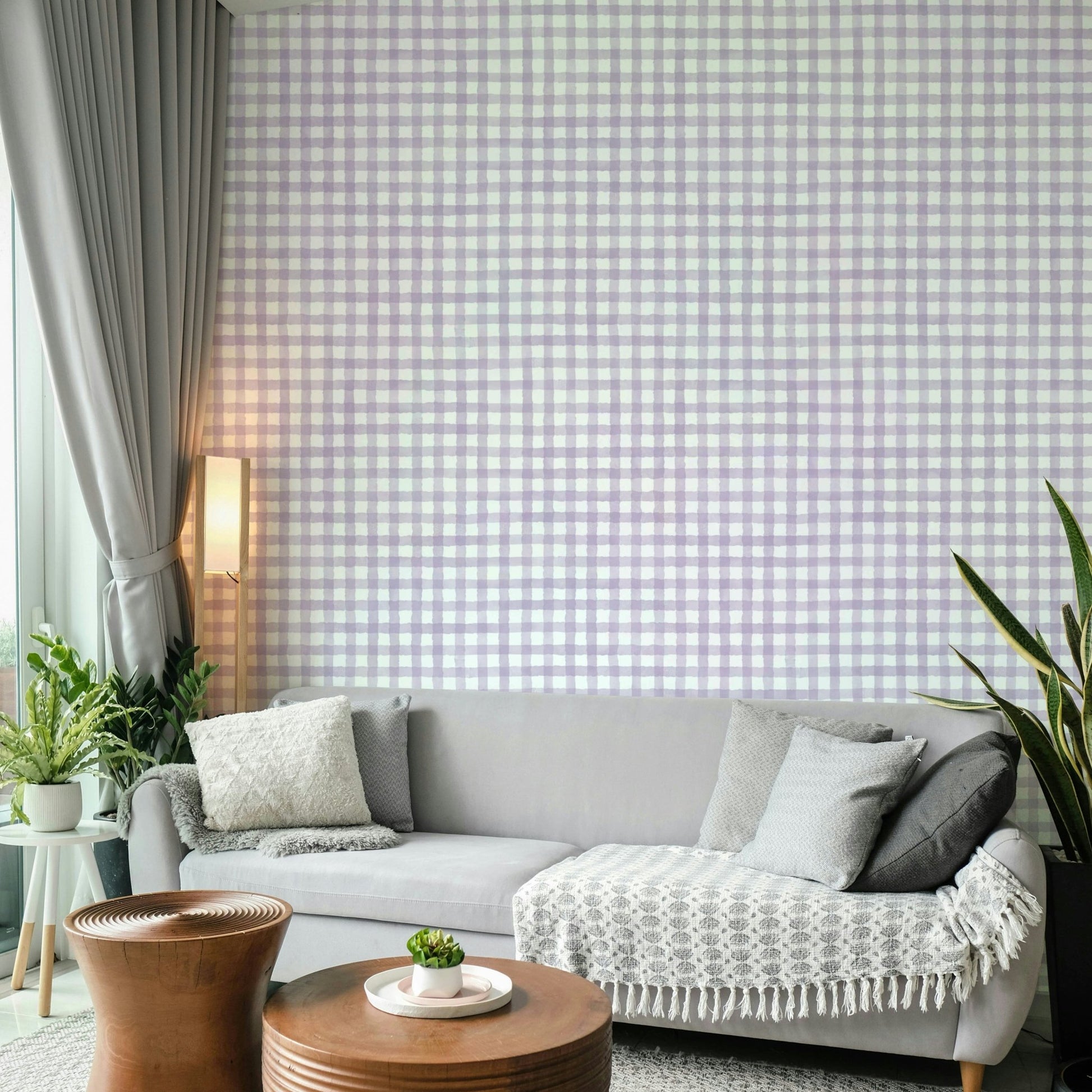 Classic farmhouse wallpaper with a modern hue
